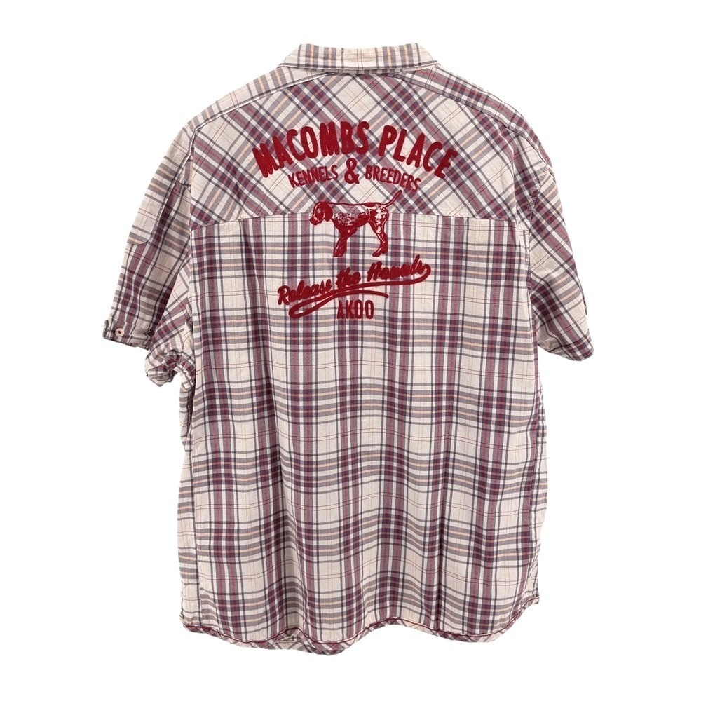 Akoo Button Up Shirt Mens‎ 4XL Short Sleeve White Plaid Macombs Place Gorpcore